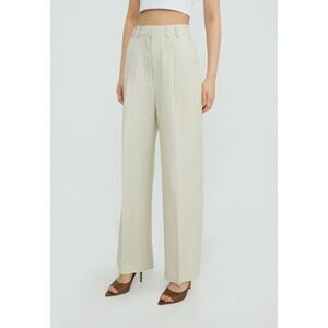 SPRWMN high-rise lamb leather cream trousers size large